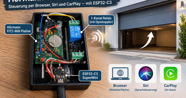 Garagentor smart machen: ESP32-C3, Relais und Homebridge (inkl. CarPlay)